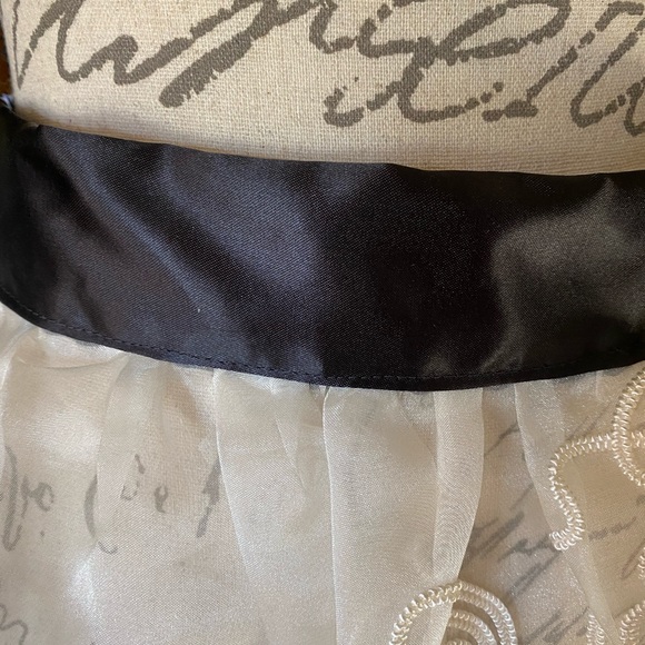 NWT Gorgeous Sheer cream with detail/black satin sash cocktail hostess apron. - Picture 3 of 8